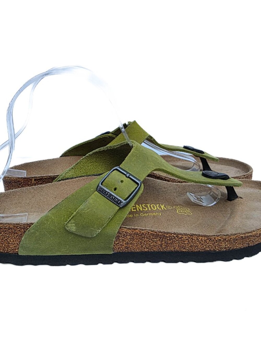 Birkenstock Gizeh Suede Sandals EU 42 Avocado Green Regular Wide Made Germany - Picture 3 of 11